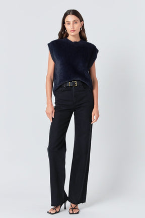 ENGLISH FACTORY - Feather Plush Knit Vest - TOPS available at Objectrare