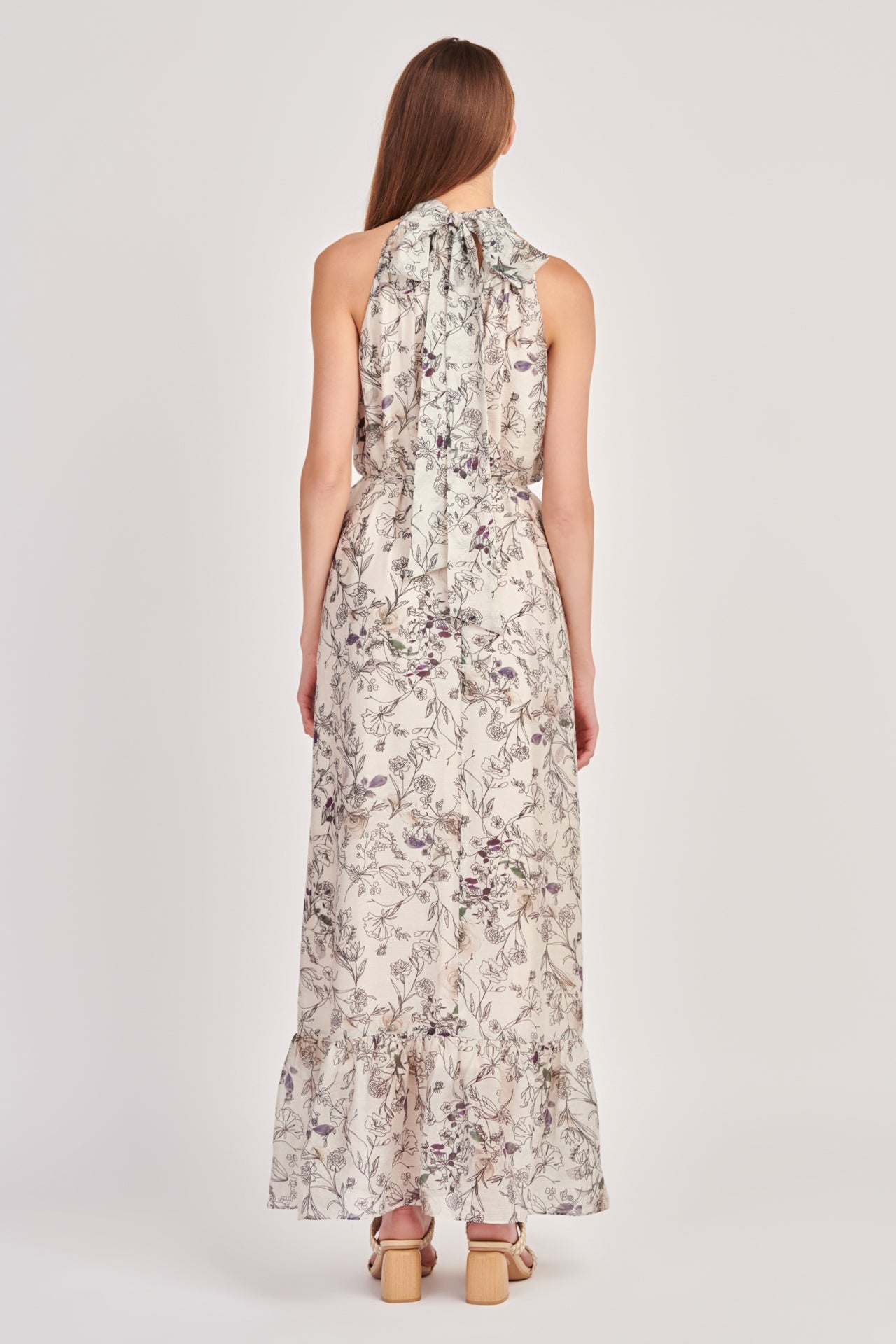 ENGLISH FACTORY - English Factory - Abstract Floral Print Halter Maxi Dress - DRESSES available at Objectrare