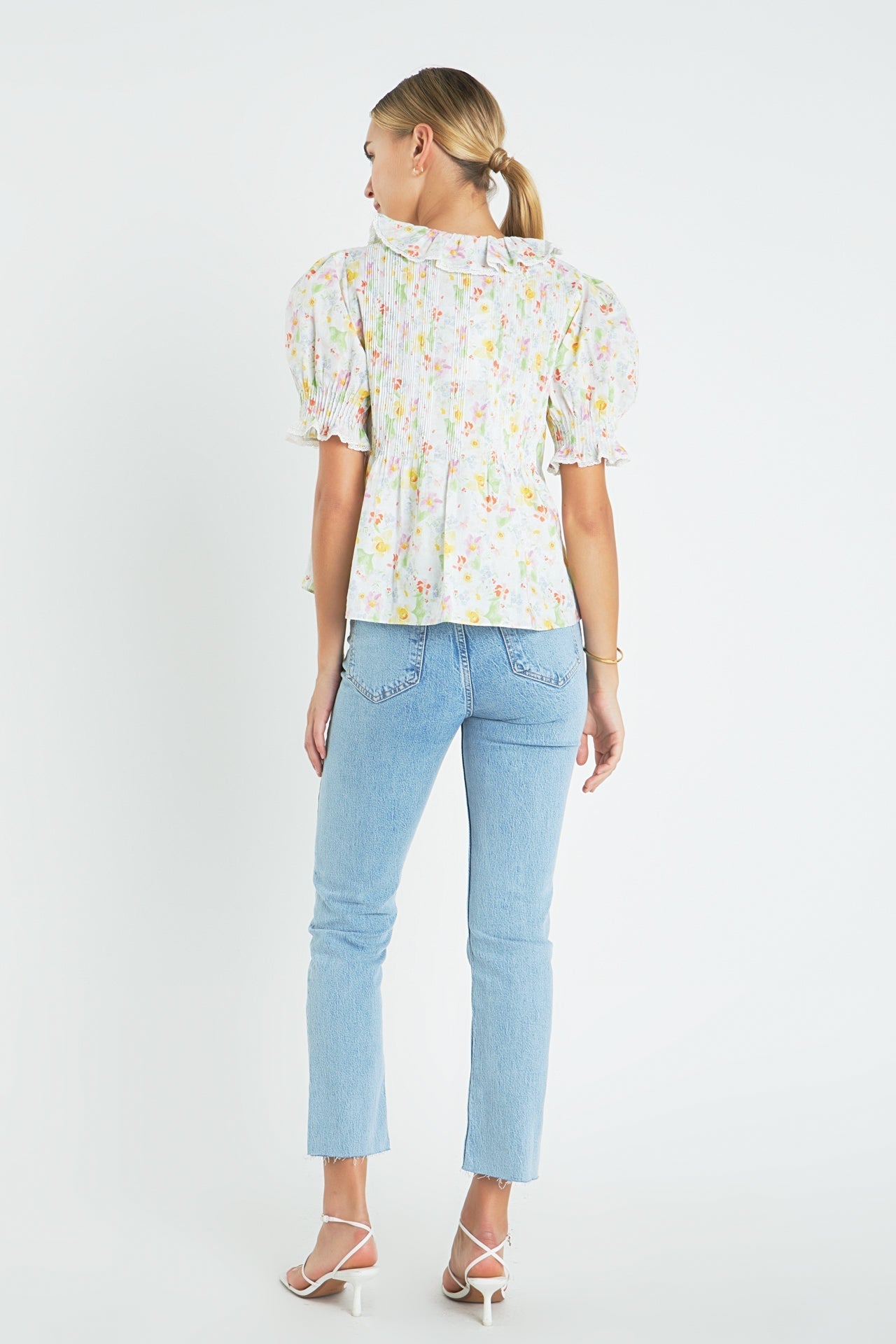 ENGLISH FACTORY - Abstract Floral Print Ruffle Top - TOPS available at Objectrare