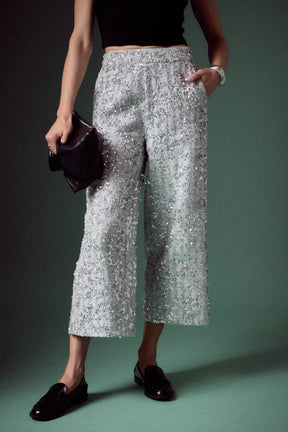 ENGLISH FACTORY - Sequin Tweed Culotte Pants - PANTS available at Objectrare