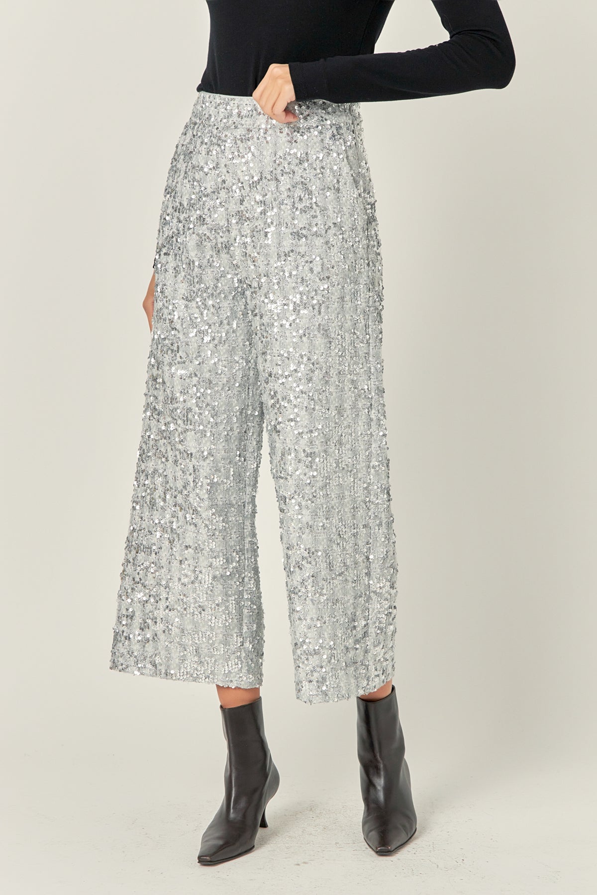 ENGLISH FACTORY - Sequin Tweed Culotte Pants - PANTS available at Objectrare