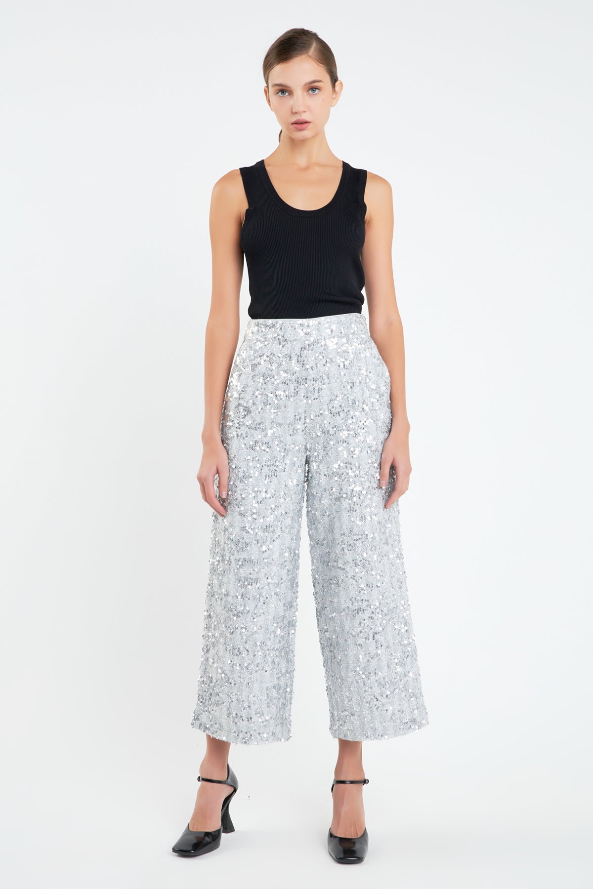 ENGLISH FACTORY - Sequin Tweed Culotte Pants - PANTS available at Objectrare