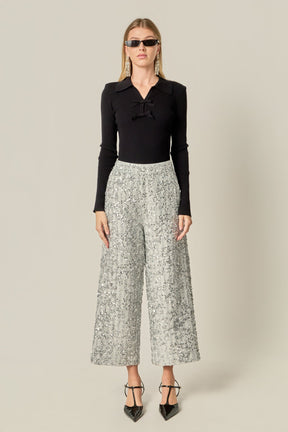 ENGLISH FACTORY - Sequin Tweed Culotte Pants - PANTS available at Objectrare