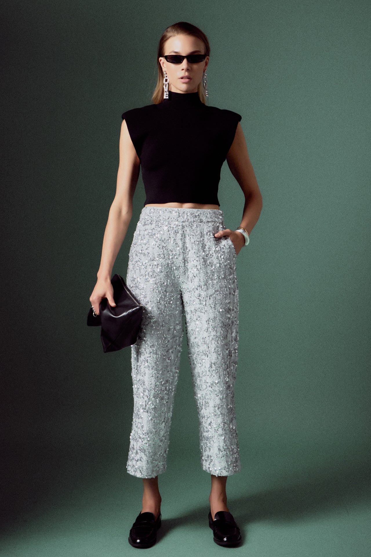 ENGLISH FACTORY - Sequin Tweed Culotte Pants - PANTS available at Objectrare
