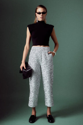 ENGLISH FACTORY - Sequin Tweed Culotte Pants - PANTS available at Objectrare