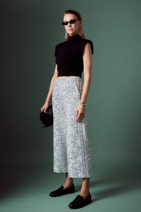 ENGLISH FACTORY - Sequin Tweed Culotte Pants - PANTS available at Objectrare
