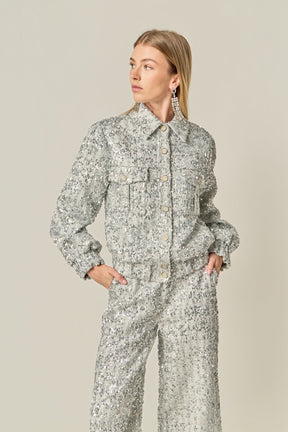 ENGLISH FACTORY - Sequin Tweed Jacket - JACKETS available at Objectrare