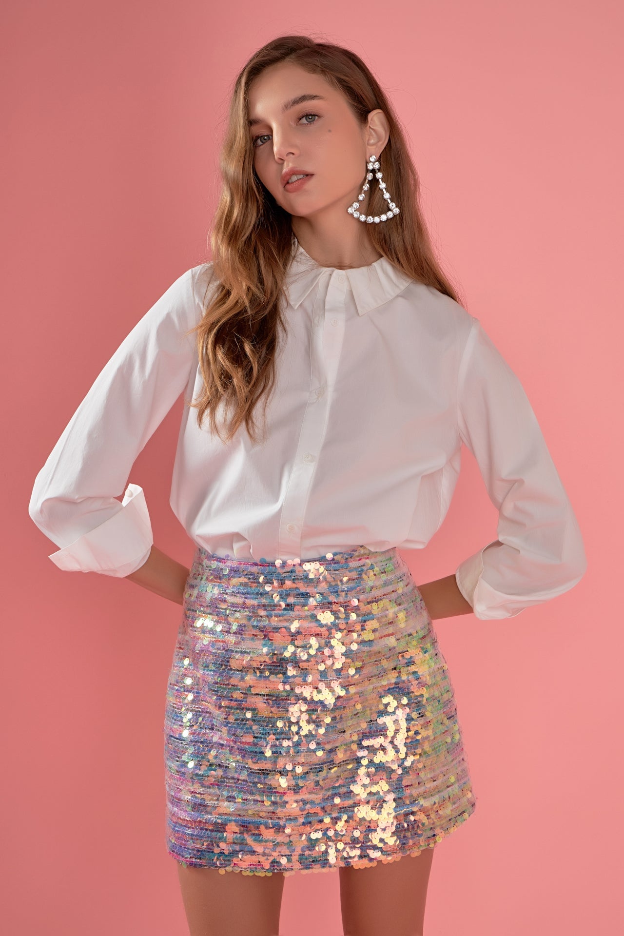 ENGLISH FACTORY - Striped Woven Mini Skirt With Sequins - SKIRTS available at Objectrare