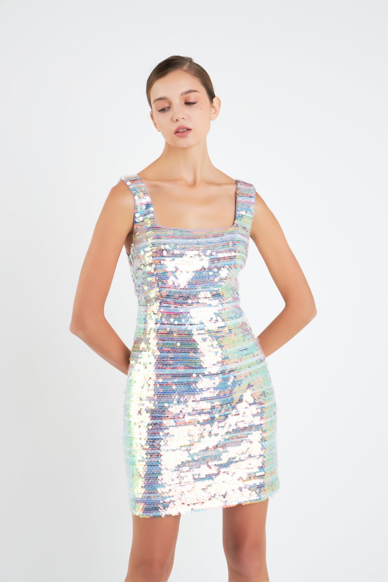 ENGLISH FACTORY - Striped Woven A-line Mini Dress With Sequins - DRESSES available at Objectrare