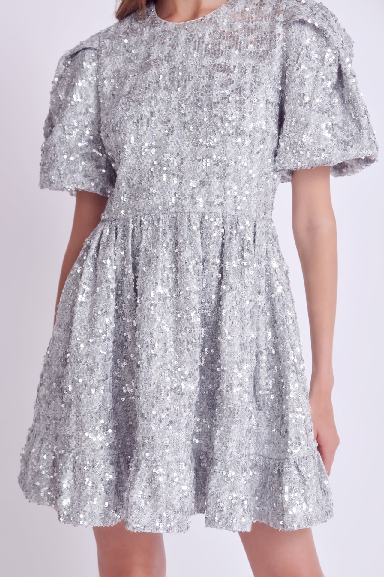 ENGLISH FACTORY - English Factory - Sequin Tweed Tiered Mini Dress - DRESSES available at Objectrare