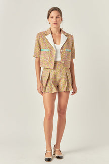 ENGLISH FACTORY - English Factory - Boucle Cropped Jacket With Trim - JACKETS available at Objectrare