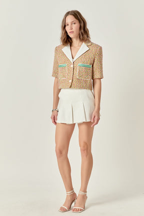 ENGLISH FACTORY - Boucle Cropped Jacket With Trim - JACKETS available at Objectrare