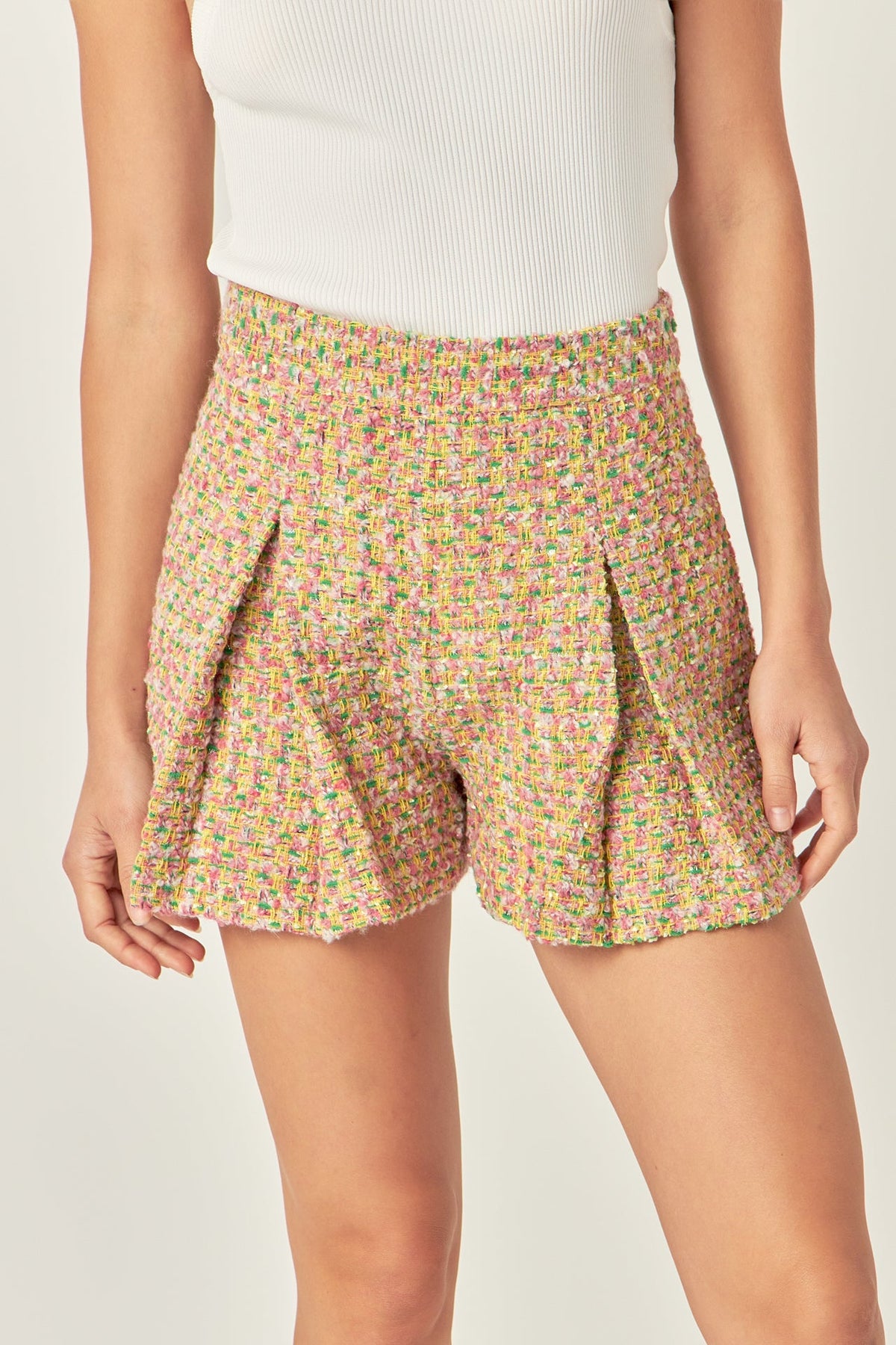 ENGLISH FACTORY - Boucle Pleated Shorts - SKORTS available at Objectrare