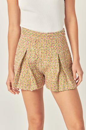 ENGLISH FACTORY - Boucle Pleated Shorts - SKORTS available at Objectrare