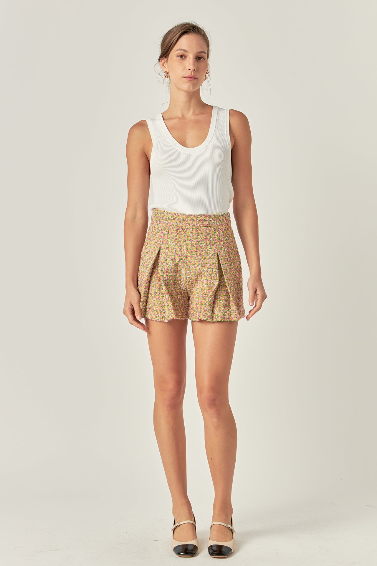 ENGLISH FACTORY - Boucle Pleated Shorts - SHORTS available at Objectrare