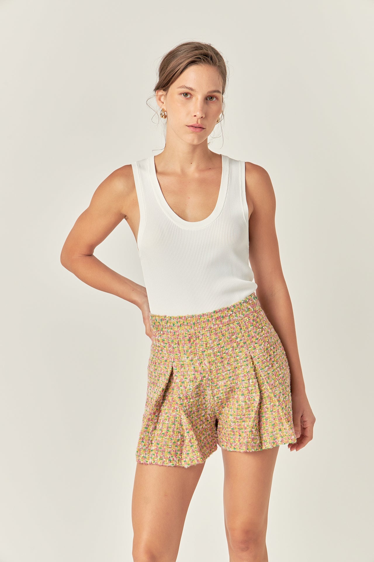 ENGLISH FACTORY - English Factory - Boucle Pleated Shorts - SHORTS available at Objectrare