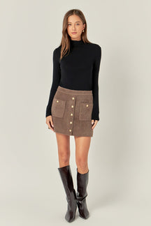 ENGLISH FACTORY - Knit Button-Front Mini Skirt - SKIRTS available at Objectrare