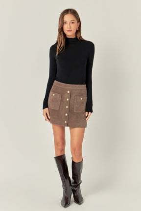 ENGLISH FACTORY - Knit Button-Front Mini Skirt - SKIRTS available at Objectrare