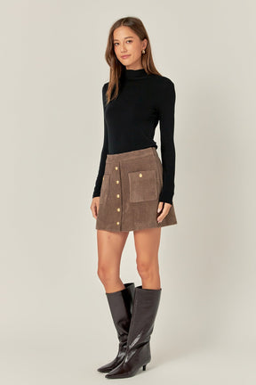 ENGLISH FACTORY - Knit Button-Front Mini Skirt - SKIRTS available at Objectrare