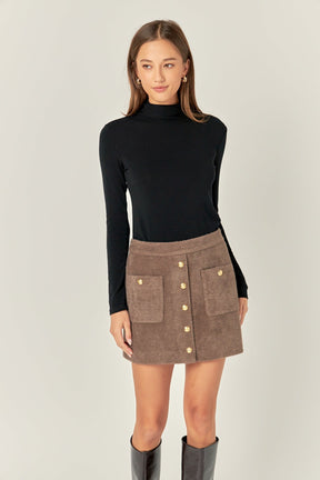 ENGLISH FACTORY - Knit Button-Front Mini Skirt - SKIRTS available at Objectrare