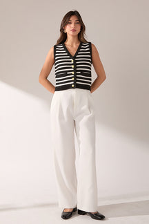ENGLISH FACTORY - Striped Knit Vest - TOPS available at Objectrare