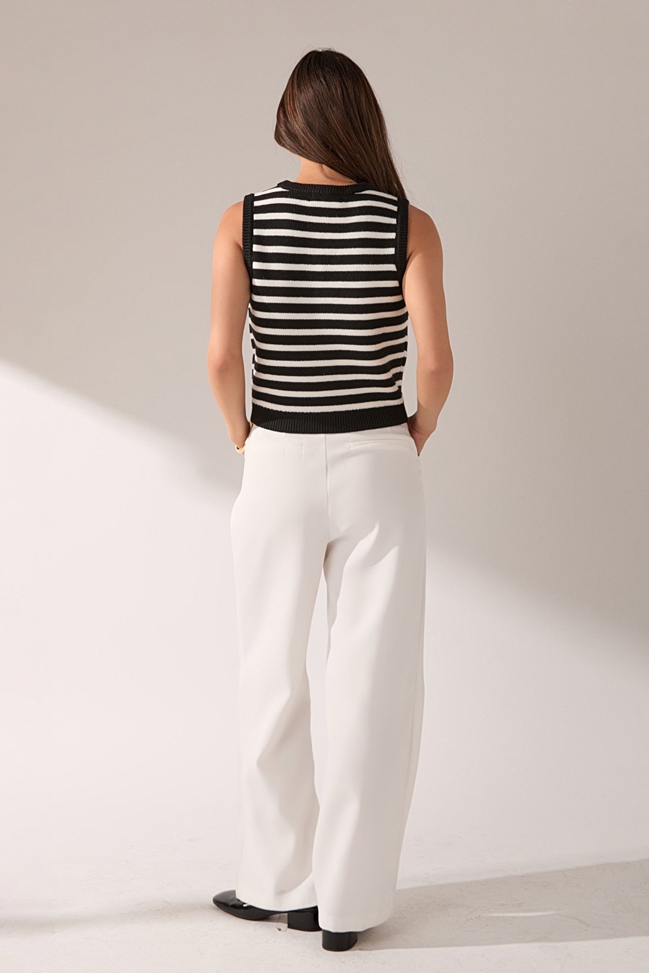 ENGLISH FACTORY - Striped Knit Vest - TOPS available at Objectrare