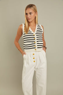 ENGLISH FACTORY - Striped Knit Vest - TOPS available at Objectrare