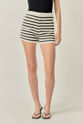 ENGLISH FACTORY - Striped Knit Shorts - SHORTS available at Objectrare