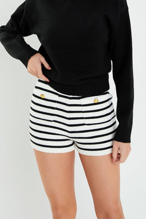 ENGLISH FACTORY - English Factory - Striped Knit Shorts - SHORTS available at Objectrare