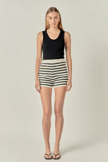 ENGLISH FACTORY - Striped Knit Shorts - SHORTS available at Objectrare
