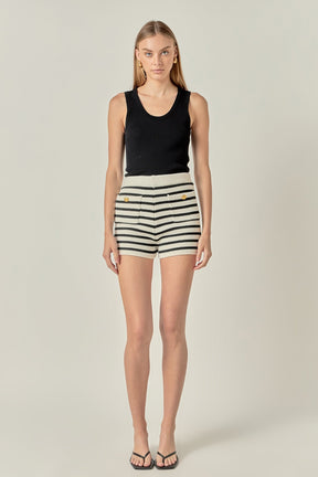 ENGLISH FACTORY - Striped Knit Shorts - SHORTS available at Objectrare