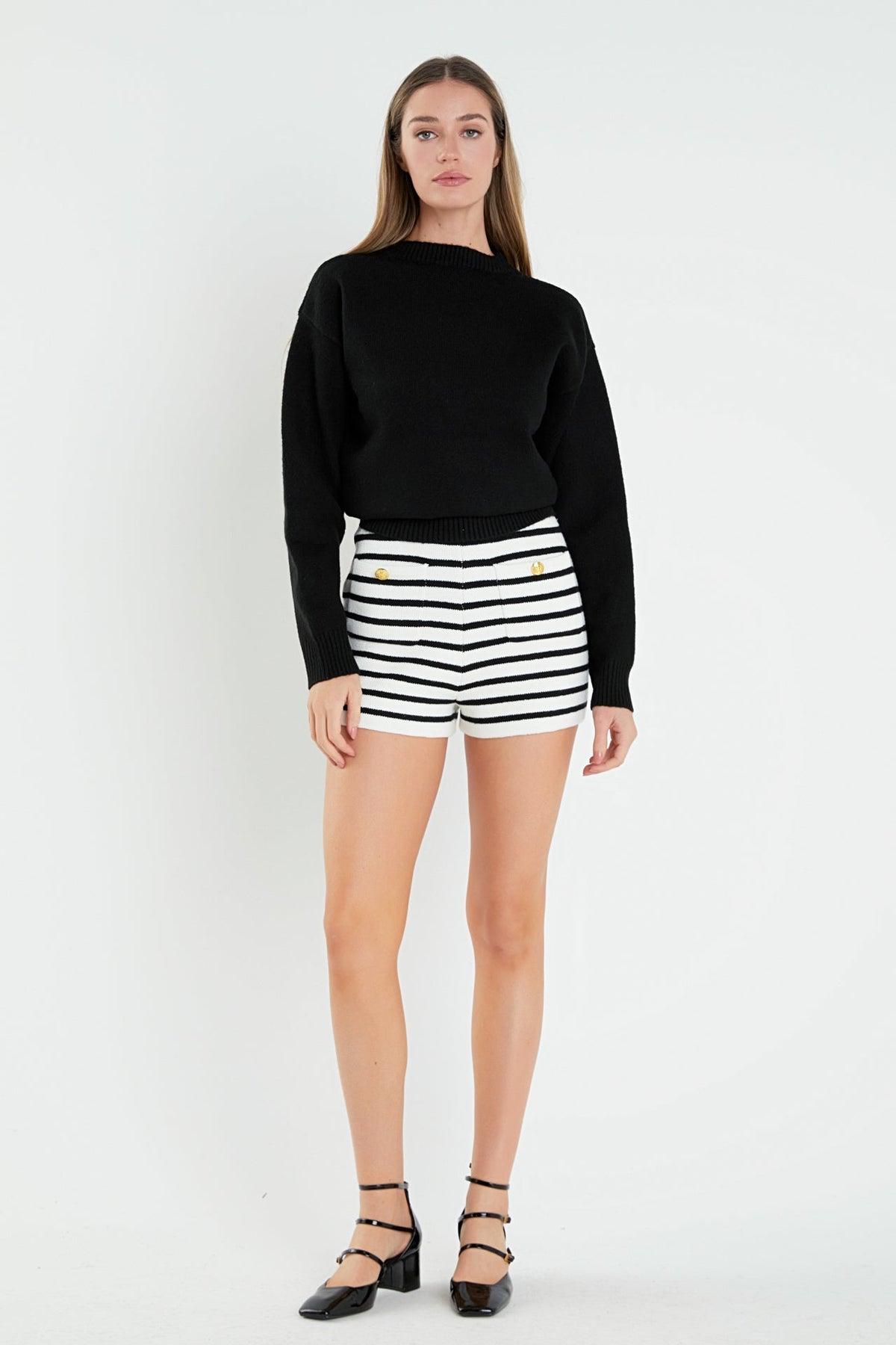 ENGLISH FACTORY - Striped Knit Shorts - SHORTS available at Objectrare