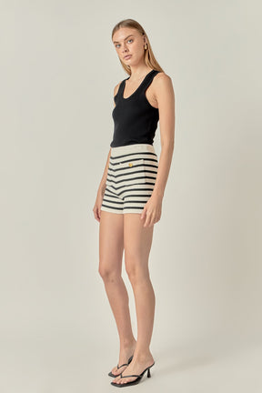 ENGLISH FACTORY - Striped Knit Shorts - SHORTS available at Objectrare