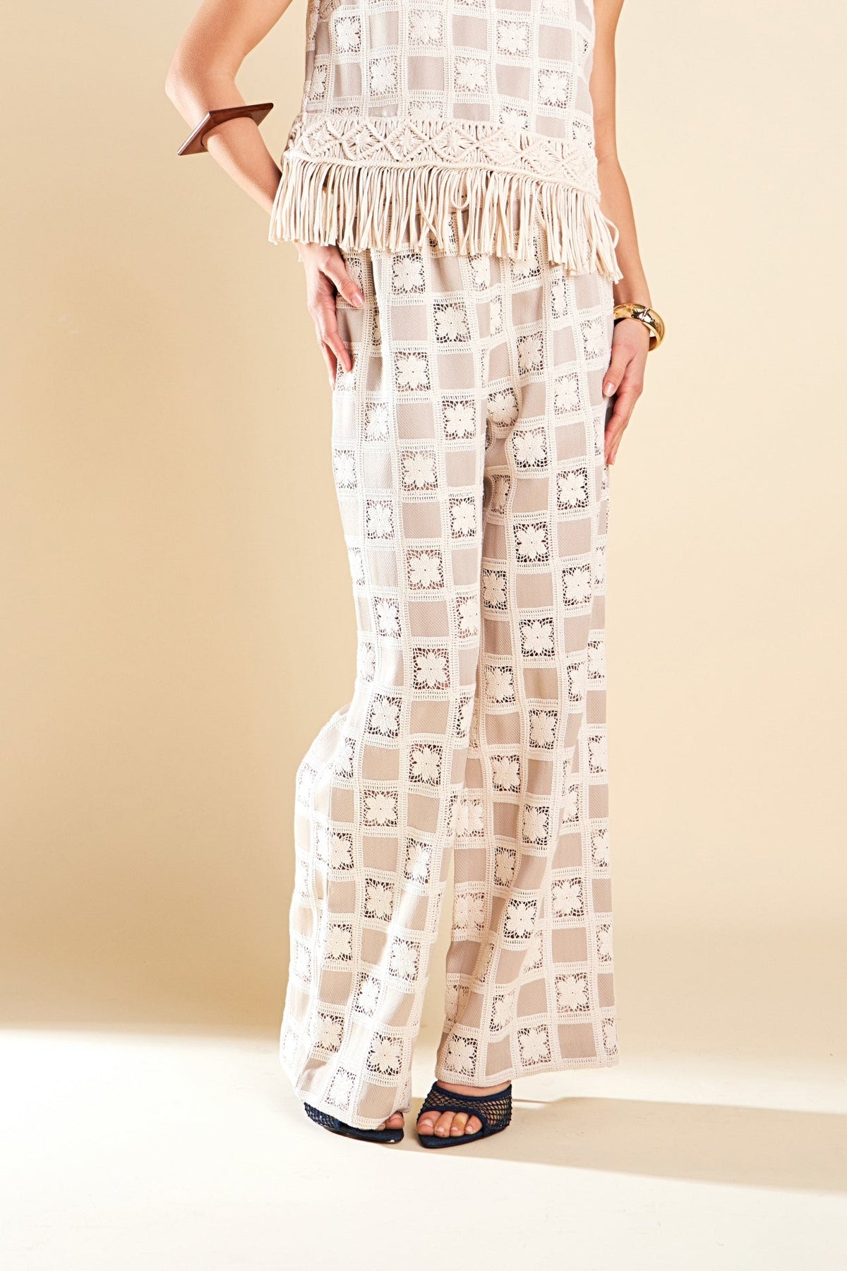 ENGLISH FACTORY - Crochet Patchwork Pants - PANTS available at Objectrare
