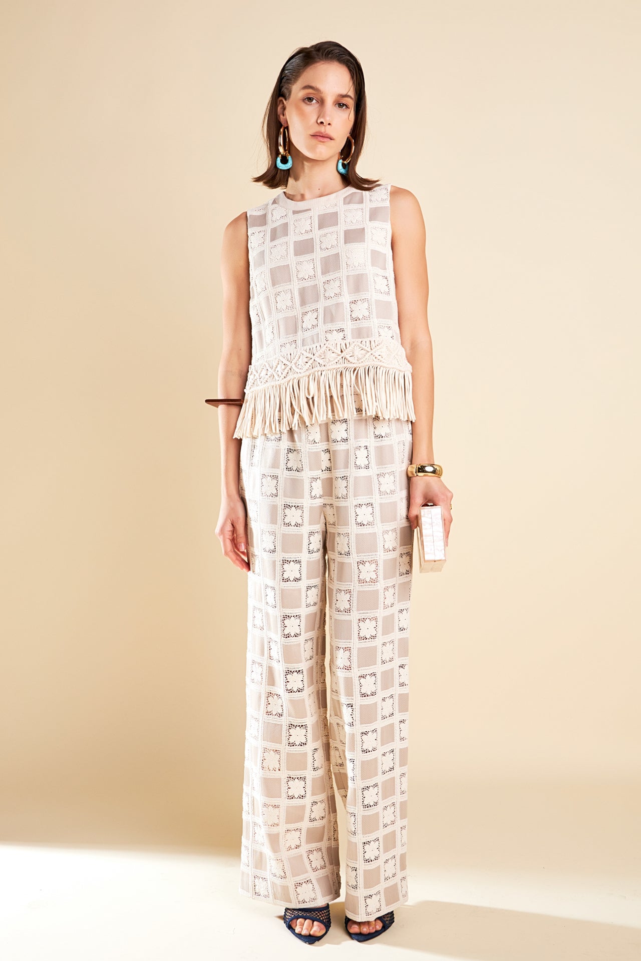 ENGLISH FACTORY - Crochet Patchwork Pants - PANTS available at Objectrare