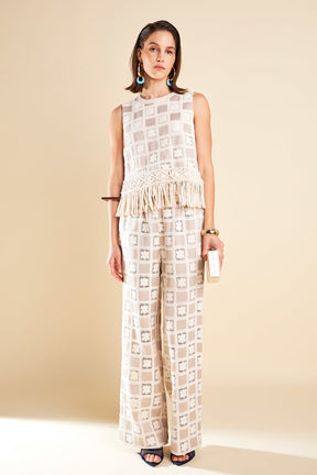 ENGLISH FACTORY - Crochet Patchwork Pants - PANTS available at Objectrare