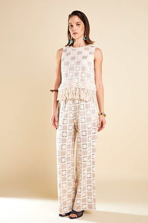 ENGLISH FACTORY - Crochet Patchwork Pants - PANTS available at Objectrare
