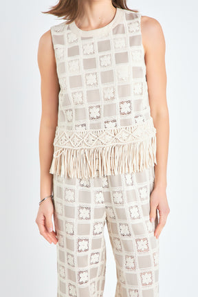 ENGLISH FACTORY - Crochet Patchwork Sleeveless Top - TOPS available at Objectrare