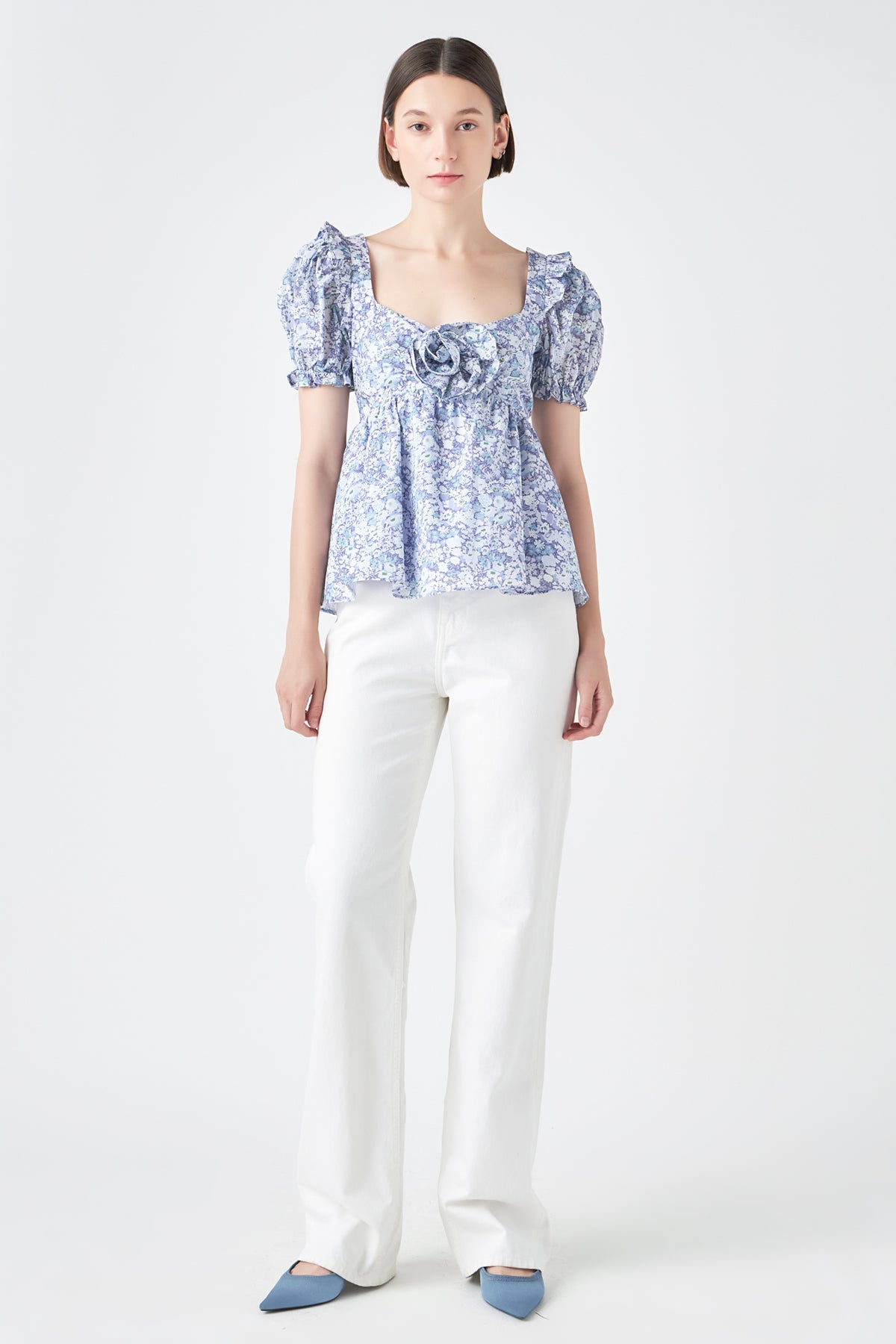 ENGLISH FACTORY - Floral Print Top With Flower - TOPS available at Objectrare