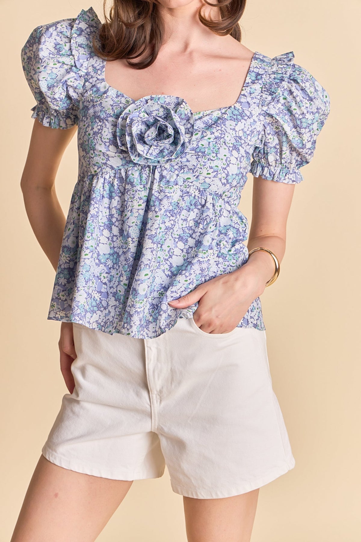 ENGLISH FACTORY - Floral Print Top With Flower - TOPS available at Objectrare