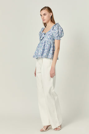 ENGLISH FACTORY - English Factory - Floral Print Top With Flower - TOPS available at Objectrare