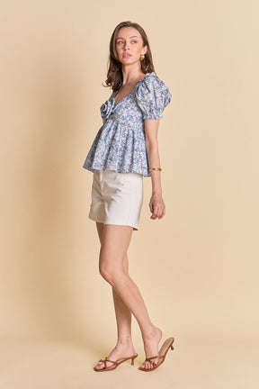 ENGLISH FACTORY - Floral Print Top With Flower - TOPS available at Objectrare