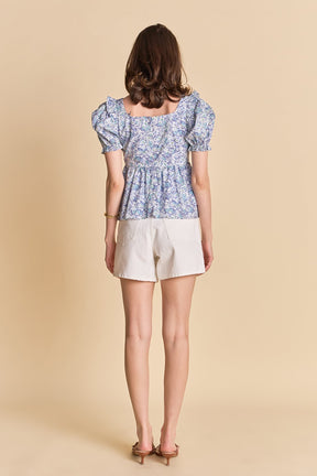 ENGLISH FACTORY - Floral Print Top With Flower - TOPS available at Objectrare