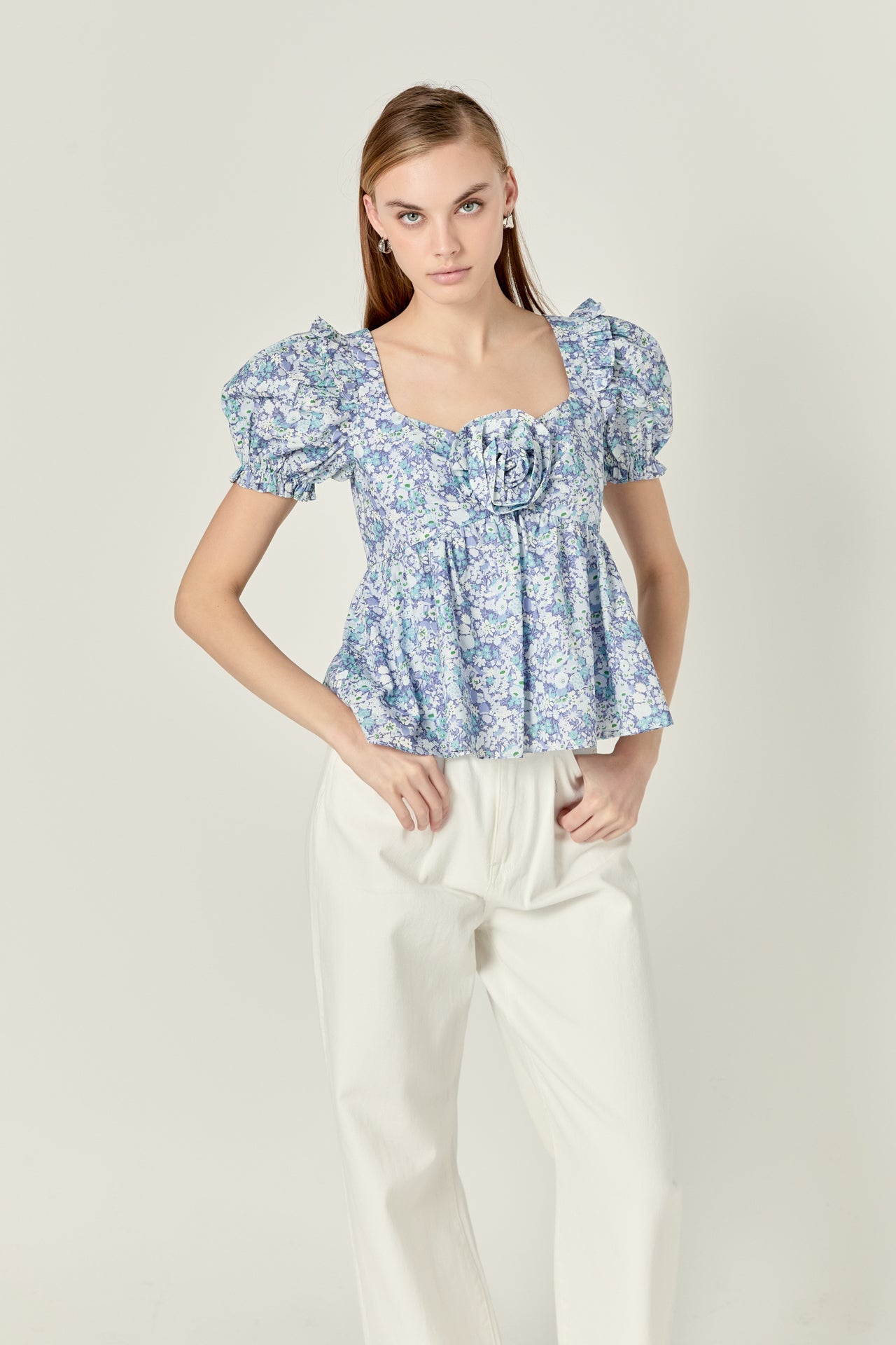 ENGLISH FACTORY - English Factory - Floral Print Top With Flower - TOPS available at Objectrare