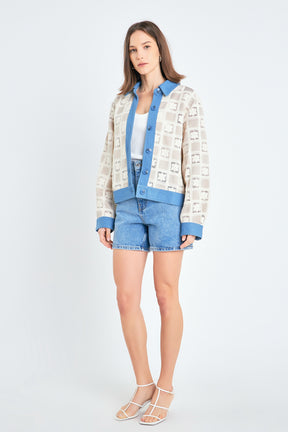 ENGLISH FACTORY - Patchwork Crochet Denim Combo Jacket - JACKETS available at Objectrare