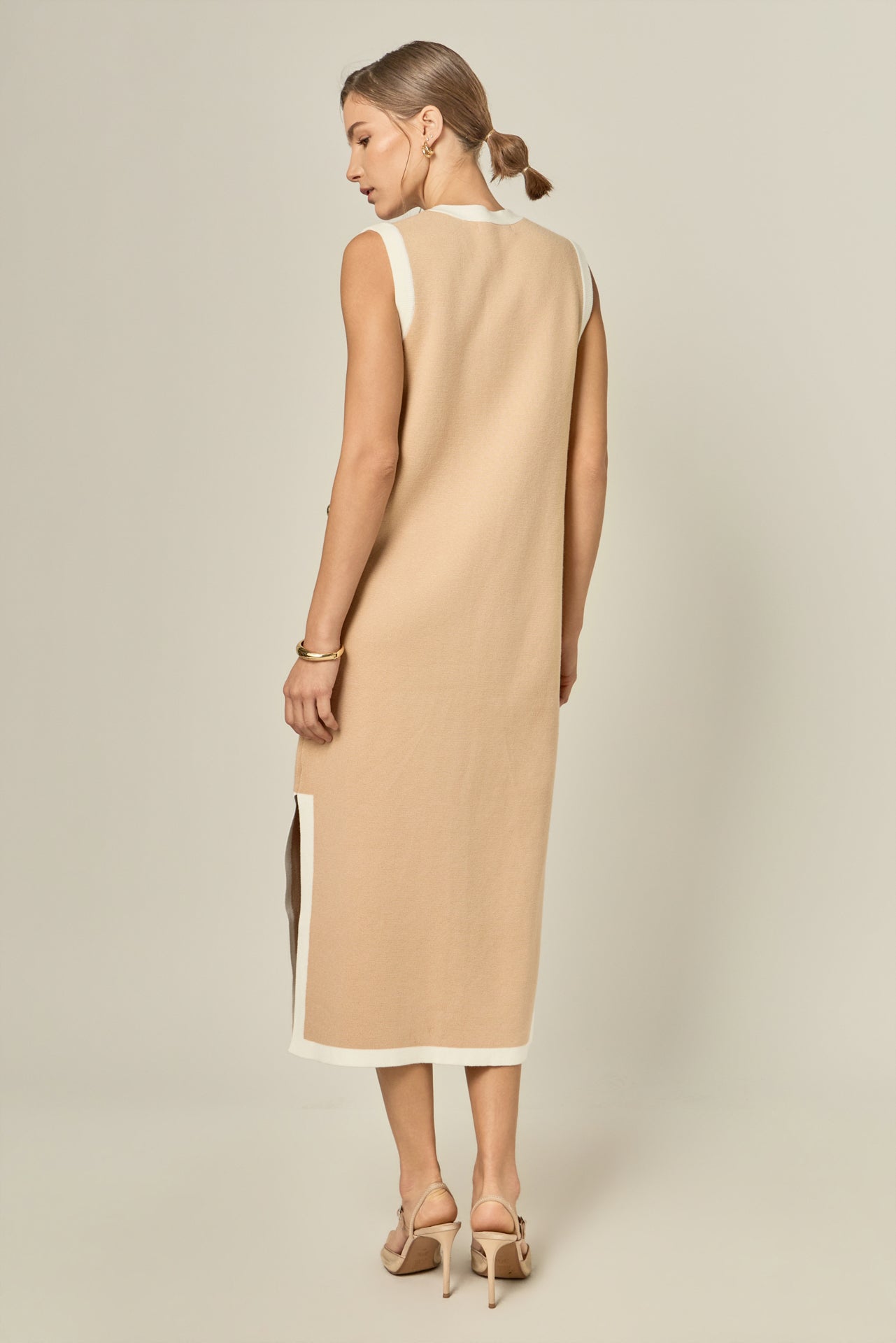 ENGLISH FACTORY - Knit Sleeveless Midi Dress With Ribbon Tie - DRESSES available at Objectrare