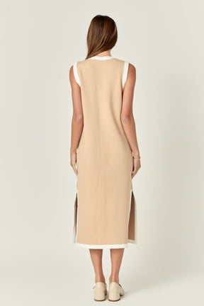 ENGLISH FACTORY - Knit Sleeveless Midi Dress With Ribbon Tie - DRESSES available at Objectrare
