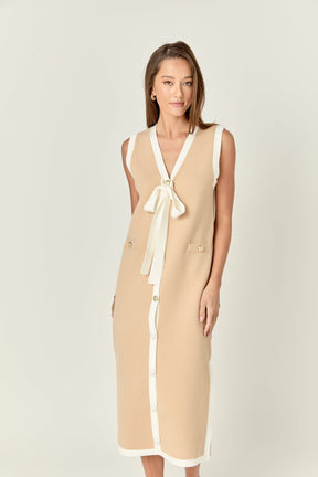ENGLISH FACTORY - Knit Sleeveless Midi Dress With Ribbon Tie - DRESSES available at Objectrare