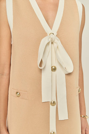 ENGLISH FACTORY - Knit Sleeveless Midi Dress With Ribbon Tie - DRESSES available at Objectrare