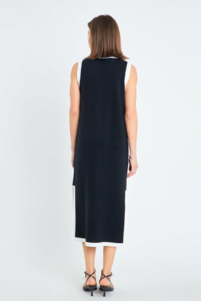 ENGLISH FACTORY - Knit Sleeveless Midi Dress With Ribbon Tie - DRESSES available at Objectrare